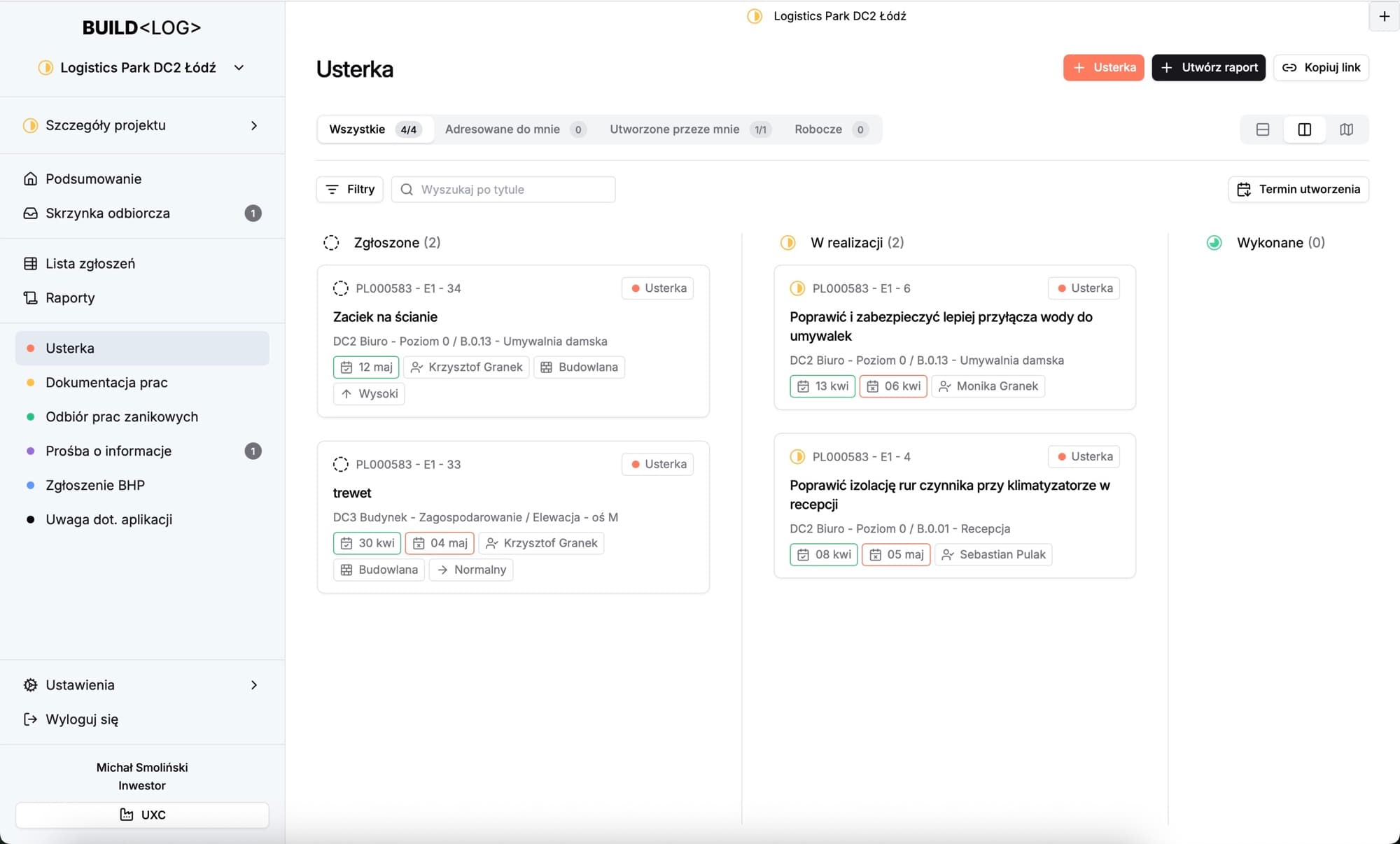 BUILD/LOG app running on a construction site